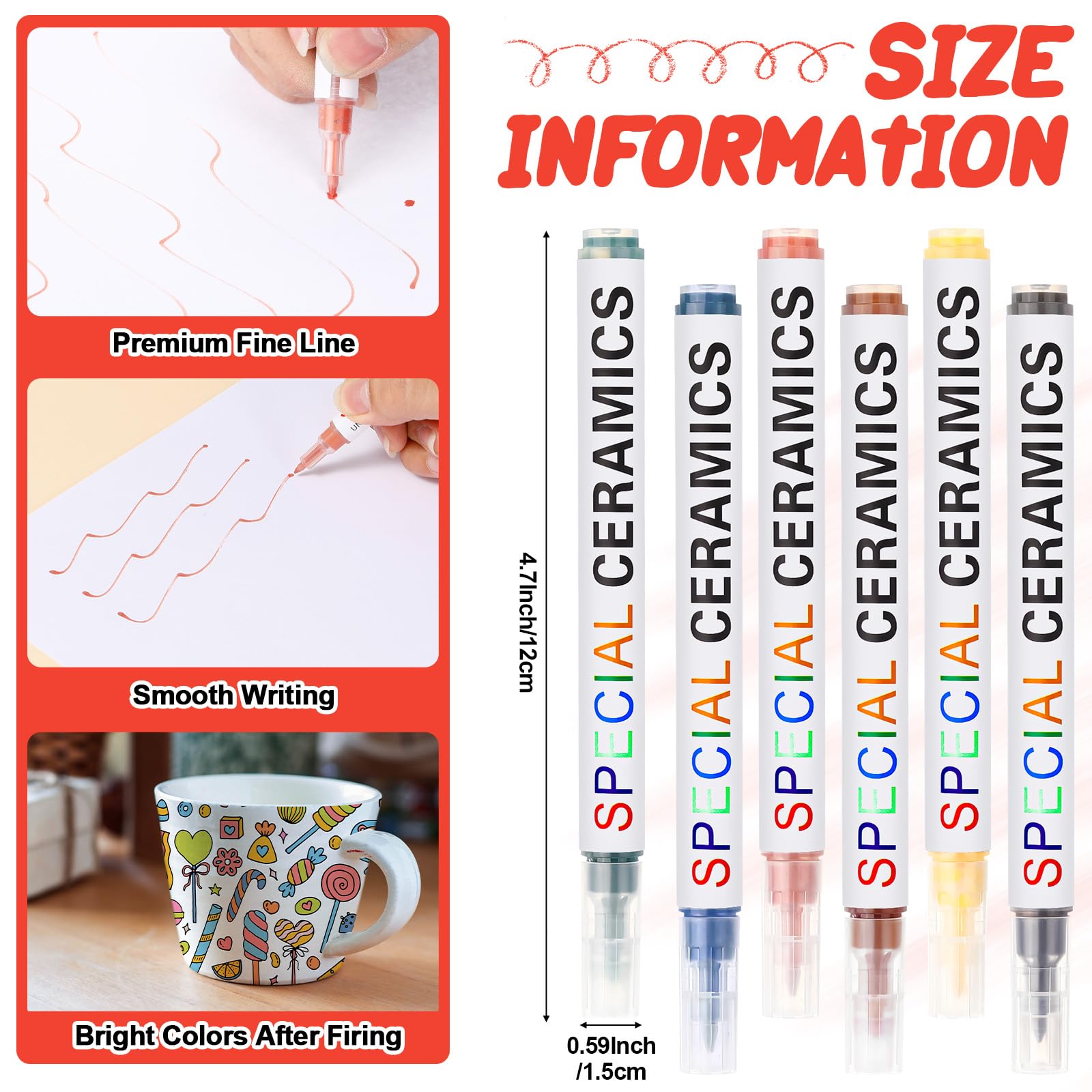 Amazon.com: Marspark 6 Pcs Underglaze Colored Pen for Pottery